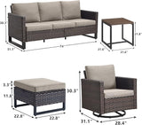 Rilyson Wicker Outdoor Patio Furniture Set - 6 Piece Patio Conversation Set with 2 Swivel Rocker Chairs - Photo 3