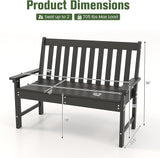 Tangkula HDPE Outdoor Garden Bench with Backrest, 2-Person All-Weather Patio Loveseat Chair with Slatted Seat - Photo 2