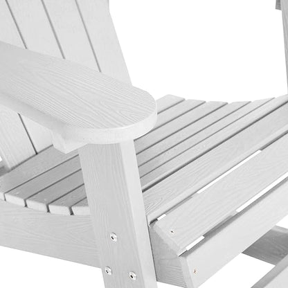 EMMA + OLIVER Marcy All Weather Rocking Chair - Set of 2 - White Poly Resin - Classic Adirondack Design - UV Resistant Coating - Stainless Steel Hardware