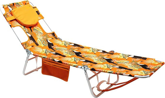 SunnyFeel Lounge Beach Chair for Adults with Face Hole, Backpack Reclining Beach Chairs Lay Flat, Sun Face Down Tanning Chair, Portable Folding Camping Cot for Outside Pool, Sunbathing, Reading