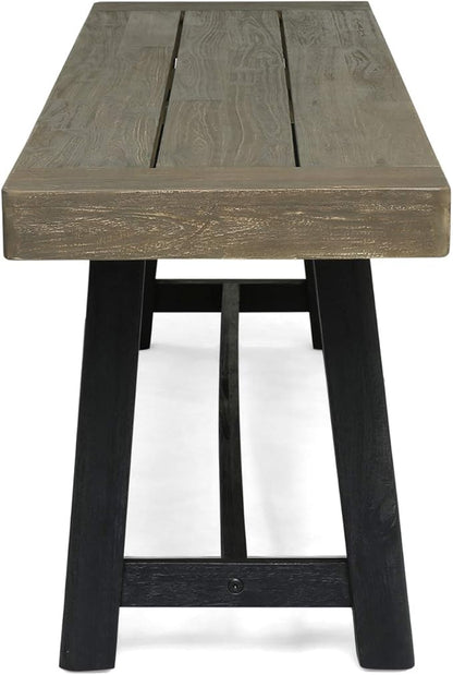 Christopher Knight Home Toby Outdoor Acacia Wood Bench, Sandblast Gray Finish and Black