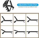 Giantex Lounge Chairs for Outside Patio Chaise Lounges Aluminum Recliner W/Adjustable 6 Backrest Positions and Wheels - Photo 3