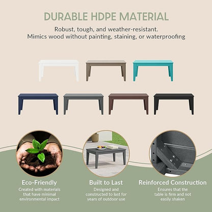WestinTrends Malibu Low Outdoor HDPE Patio Rectangle Coffee Table, Gray