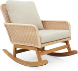 Outdoor Wooden Rocking Chair, Patio Rocking Chair with Soft Cushions & Wood Leg - Photo 4