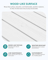 SERWALL Outdoor Coffee Table with 1.69" Umbrella Hole, HDPE Patio Coffee Table for Outside, Rectangle, White - Photo 4