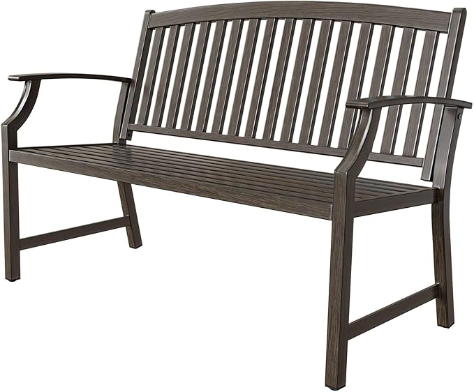 Grand patio 52" Farmhouse Outdoor Bench, Garden Benches with Anti-Rust Aluminum Powder Coated Frame - Photo 1