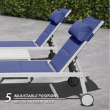 Domi Patio Chaise Lounge Set of 2 with Side Table, Adjustable Full Aluminum Pool Lounge Chairs with Wheels - Photo 4