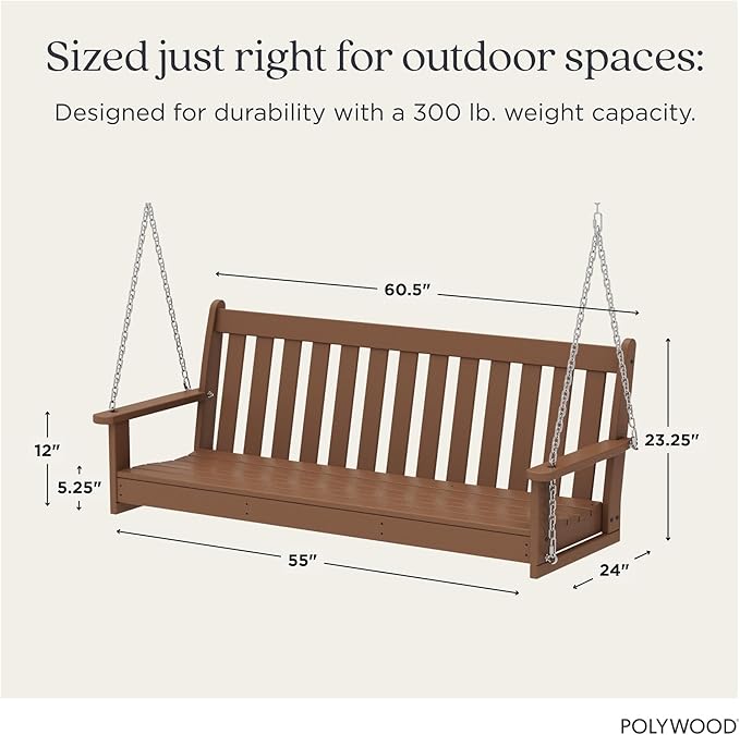POLYWOOD GNS60TE Vineyard 60" Swing, Teak - Photo 3