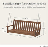 POLYWOOD GNS60TE Vineyard 60" Swing, Teak - Photo 3