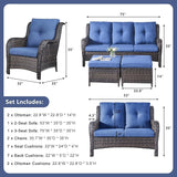Rilyson Wicker Patio Furniture Set - 6 Piece Rattan Outdoor Sectional Conversation Sets with 1 Sofa, 1 Loveseat - Photo 2