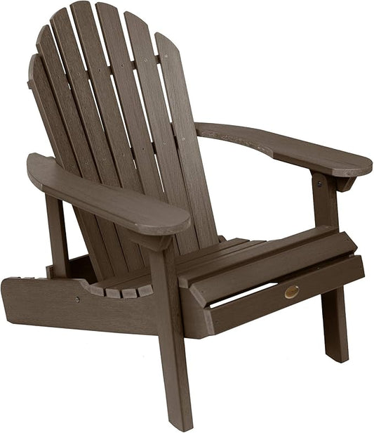 highwood Hamilton Made in the USA Folding and Reclining Adirondack Chair, Adult Size, Weathered Acorn