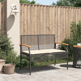 2-Seat Outdoor Garden Bench in Black-Brown Poly-Rattan, 42.5 x 22.4 x 33.5 in - Photo 4