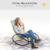 Outsunny Pool Lounger, Outdoor Rocking Lounge Chair for Sunbathing, Pool, Beach, Porch with Pillow and Cool Mesh - Photo 7
