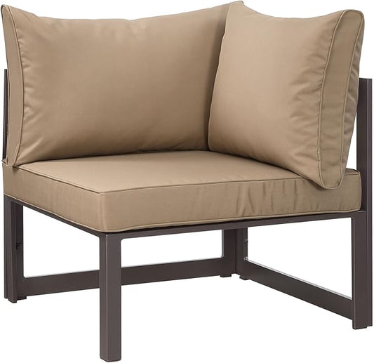 Modway Fortuna Aluminum Outdoor Patio Corner Chair in Brown Mocha