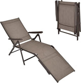 Tangkula Folding Lounge Chair Outdoor, Recliner Chaise Lounge with 5-Position Adjustable Backrest & 2-Position Footrest - Photo 1