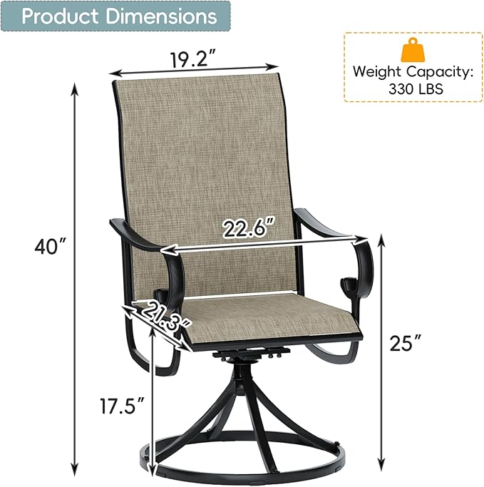 Patio Swivel Chairs Set of 6, Outdoor Dining Chairs with High Back - Photo 3