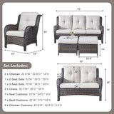 Rilyson Wicker Patio Furniture Set - 6 Piece Rattan Outdoor Sectional Conversation Sets with 1 Sofa, 1 Loveseat - Photo 2