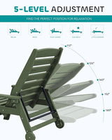 SERWALL Patio Chaise Lounge Chair Set of 2, 78'' Long 5-Positions Adjustable HDPE Outdoor Lounger for Pool - Photo 3