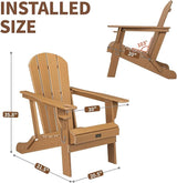 VINGLI Plastic Adirondack Chairs Set of 4, Folding with Cup Holder, Waterproof HDPE Material - Photo 3