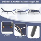 Giantex Patio Lounge Chair, Outdoor Chaise Lounge with 5 Adjustable Backrest, Sturdy Steel Frame, Sunbathing Recliner - Photo 4