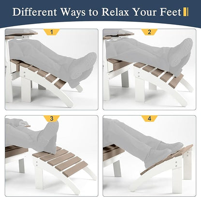 BPS Adirondack Ottoman, HDPE Plastic Outdoor Footrest, All Weather Foot Stool for Adirondack Chair, Outdoor Foot Rest for Patio,Backyard, Lawn, Fire Pits