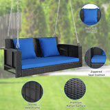 4FT Wicker Porch Swing for 2 Person, 800lb Capacity Outdoor Hanging Bench with Removable Cushions - Photo 5