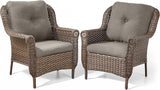 Patio Wicker Chairs Outdoor Furniture Chair - Set of 2 Outside All Weather Lawn Dining Brown Rattan Armchair with High - Photo 1