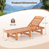 Tangkula Lounge Chair Outdoor, Solid Wood Patio Chaise Lounge with 5-Level Adjustable Backrest - Photo 3