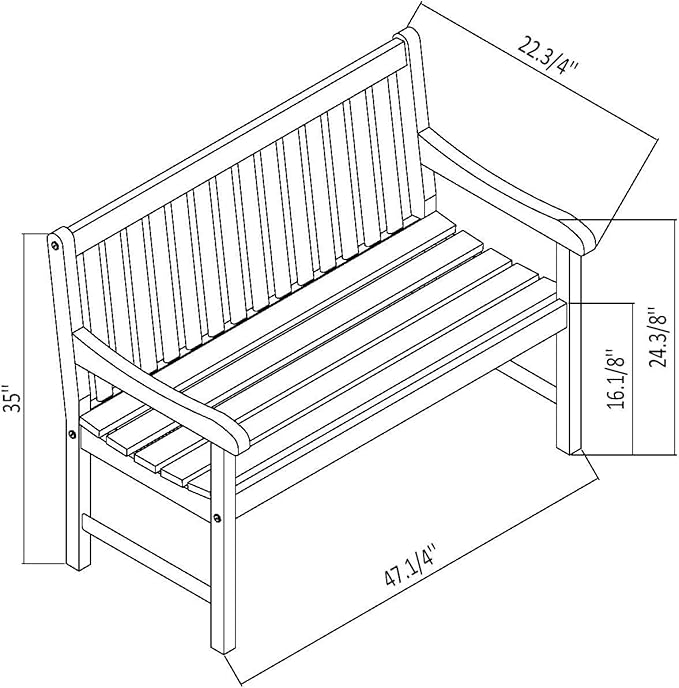 Amazonia Milano 4-Feet Patio Bench | Eucalyptus Wood | Ideal for Outdoors and Indoors, Light Brown