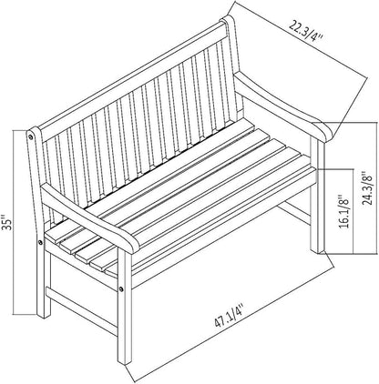 Amazonia Milano 4-Feet Patio Bench | Eucalyptus Wood | Ideal for Outdoors and Indoors, Light Brown