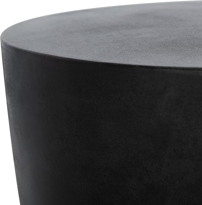 Safavieh Outdoor Aishi Black Modern Concrete Round Accent Table
