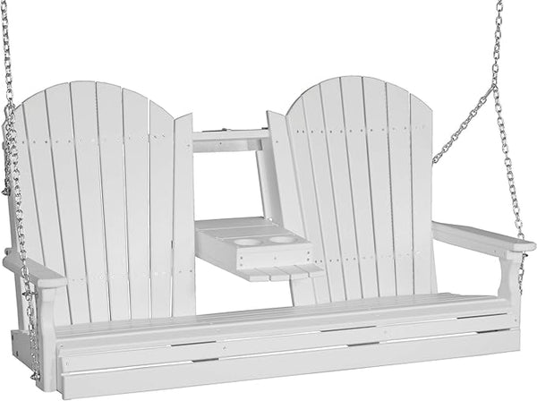 LuxCraft Adirondack Porch Swing 5' with Flip Down Center Console (White) - Photo 1