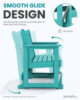 SERWALL 2 Person Patio Glider Bench, HDPE Material Weather-Resistant Swinging Bench for Outdoor Porch Garden, Aruba - Photo 4