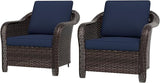 Outdoor Wicker Chair Set of 2, All-Weather Use Patio Rattan Chair with Seat and Back Cushion, Ideal for Porch, Backyard - Photo 1