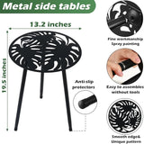 1 Pack Metal Outdoor Side Tables Small Outside Round End Table for Patio Modern Accent Garden Corner Table for Small - Photo 3