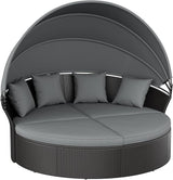 Crownland Outdoor Round Daybed with Retractable Canopy, Patio Daybed with Washable Cushions, Clamshell Sectional Seating - Photo 1