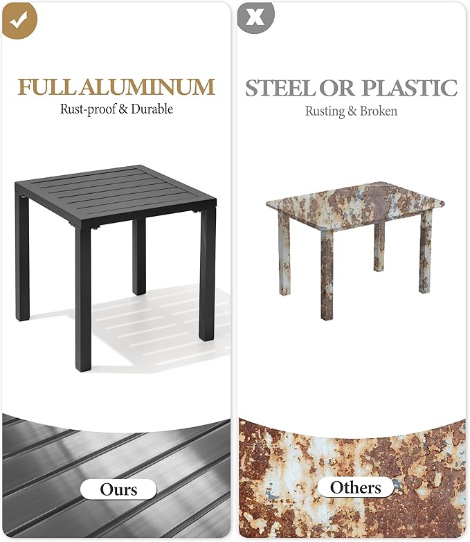 Crestlive Products Aluminum Outdoor Side Table Set of 2, Pool Lounge Chair Side Table - Photo 4