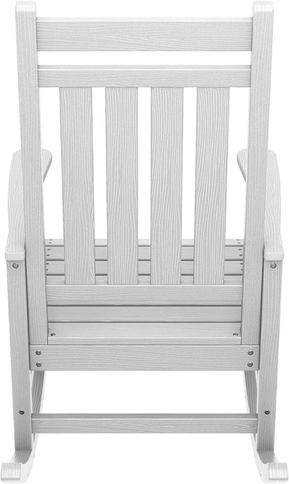 SERWALL Oversized Rocking Chair, Outdoor Rocking Chair for Adults, All Weather Resistant Porch Rocker for Lawn Garden, White