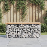 Garden Bench Natural Wood Silver Solid Pine Wood Galvanized Steel Gabion Design Outdoor Seating for Balcony Patio - Photo 1