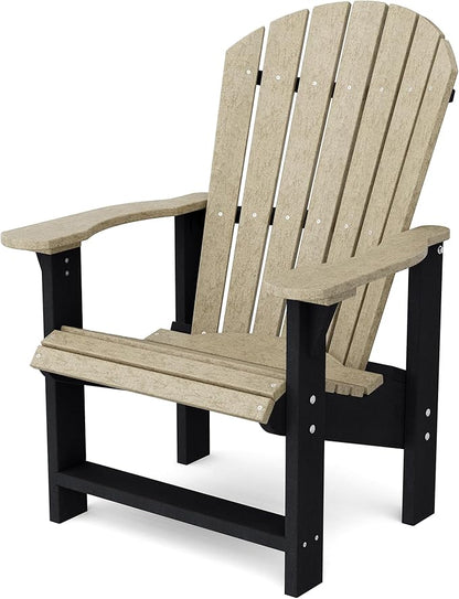 Wildridge Heritage Upright Adirondack Chair, Weathered Wood and Black - Outdoor All-Weather Poly Furniture for Patio, Deck, Yard