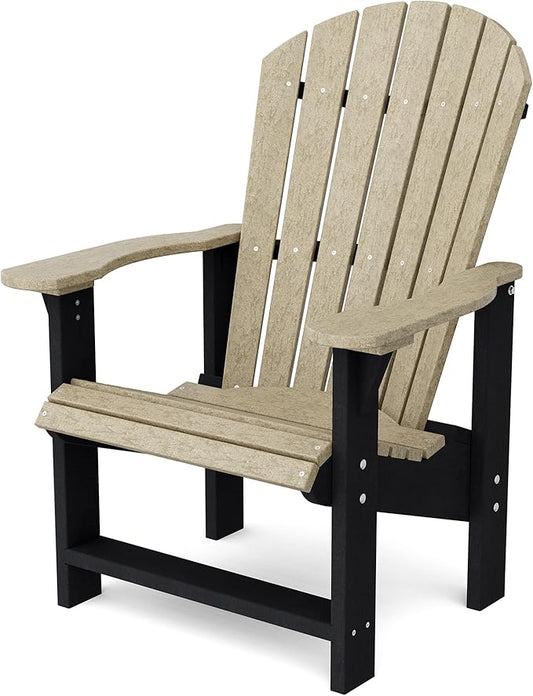 Wildridge Heritage Upright Adirondack Chair, Weathered Wood and Black - Outdoor All-Weather Poly Furniture for Patio, Deck, Yard