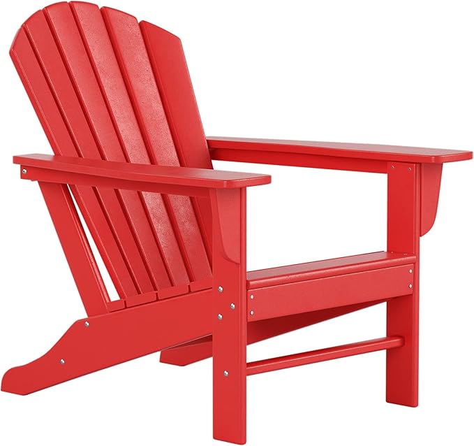 Costaelm Outdoor Adirondack Chair, HDPE Patio Chair, Weather Resistant Lawn Firepit Outside Chairs for Porch, Poolside - Photo 7