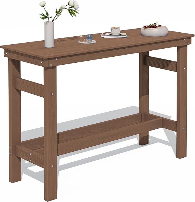 SERWALL 41" Outdoor Bar Table, All Weather HDPE Patio Bar Counter Height Table, Rectangle Patio Bar Table for Outside - Photo 1