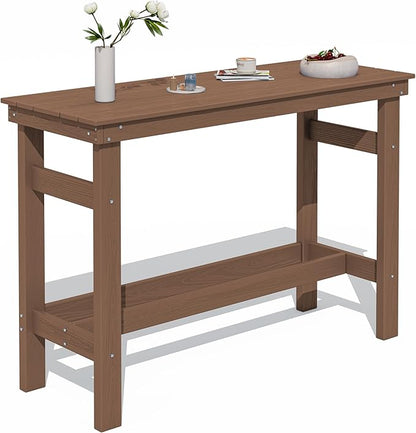 SERWALL 41" Outdoor Bar Table, All Weather HDPE Patio Bar Counter Height Table, Rectangle Patio Bar Table for Outside, Garden, Backyard, Balcony, Poolside, Brown
