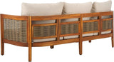 SAFAVIEH Outdoor Collection Amanda Natural Acacia Solid Wood/Taupe Cushion 3-Seater Sofa - Photo 7