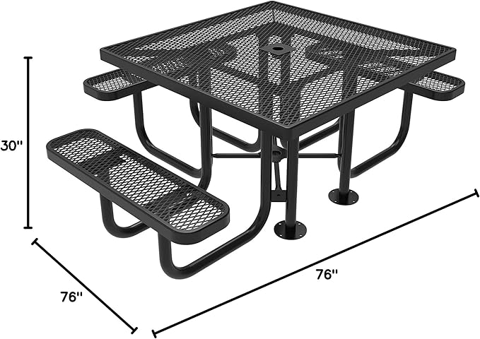 COATEDOUTDOORFURNITURE Heavy-Duty Portable ADA-Compliant Outdoor Picnic Table with Umbrella Hole - Photo 2