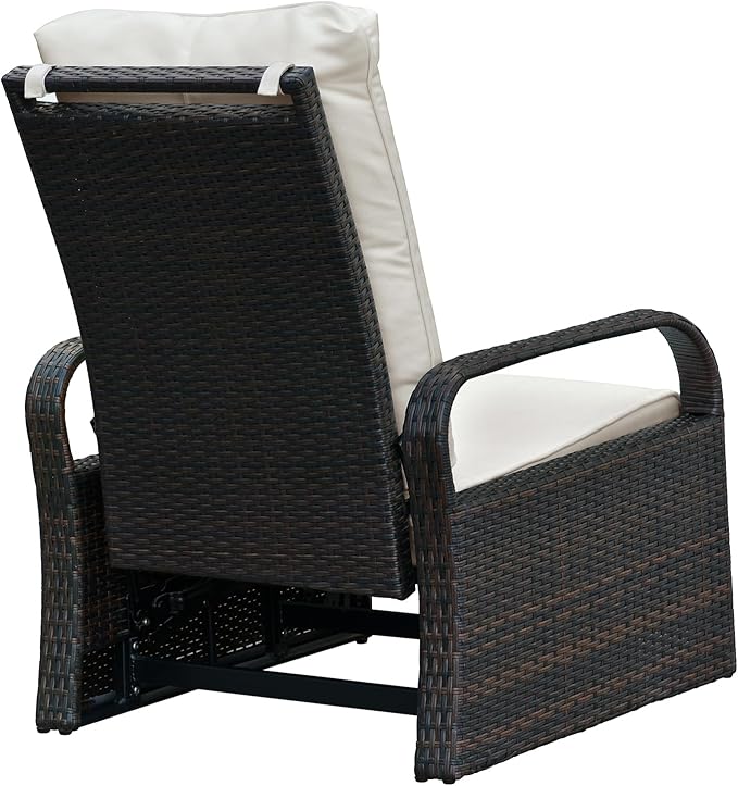 ATR ART TO REAL Outdoor Recliner, Set of 2 Wicker Reclining Chair with Coffee End Side Table - Photo 9