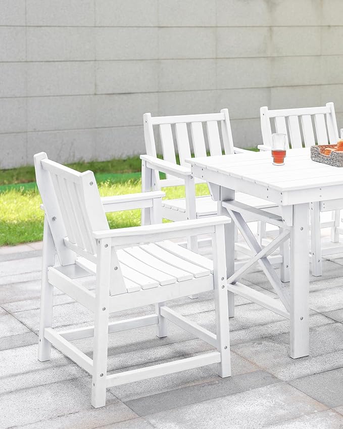 HDPE Patio Dining Set, 5-Piece Outdoor Table and Chairs with Umbrella Hole, Modern Outdoor Dining Set for 4 - Photo 4