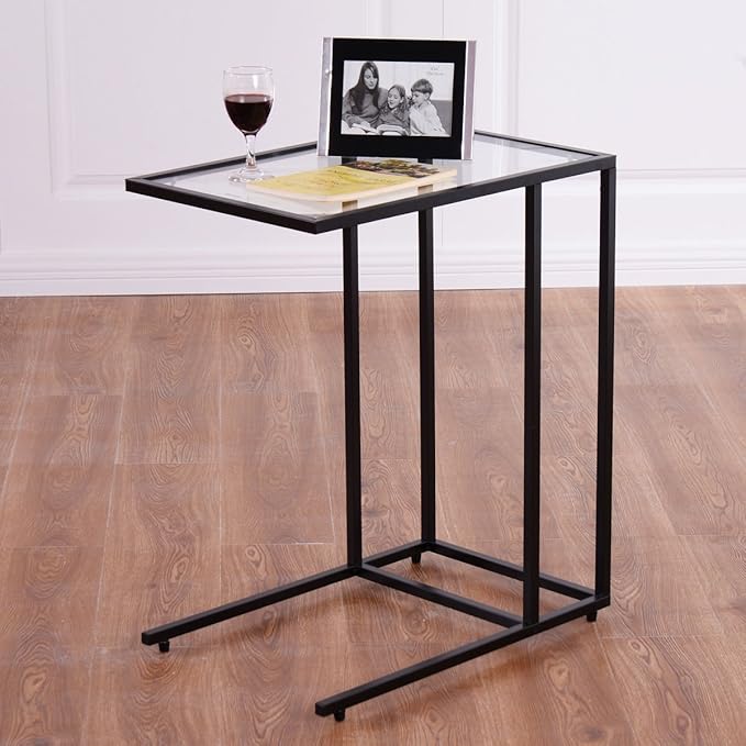 Tangkula 26" Sofa Side C-Shape Snack Table, Coffee Desk Tray End Furniture for Home Office - Photo 5