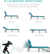 Best Choice Products Patio Chaise Lounge Chair, Portable Outdoor Folding Recliner for Lawn, w/ 8 Positions, Handles - Photo 4